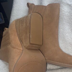 TOMS Women's Chestnut Suede Block Heel Ankle Booties